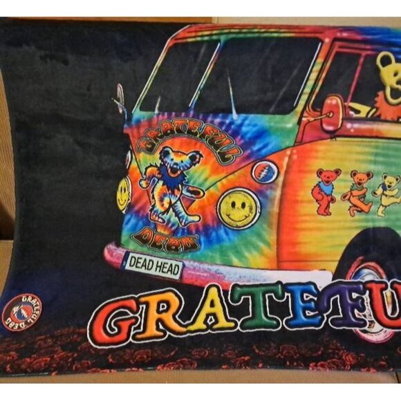 New Tie Dye Bear Skull Grateful Dead Beach Bath Pool Gift Towel Cotton Van Bus - Picture 2 of 3